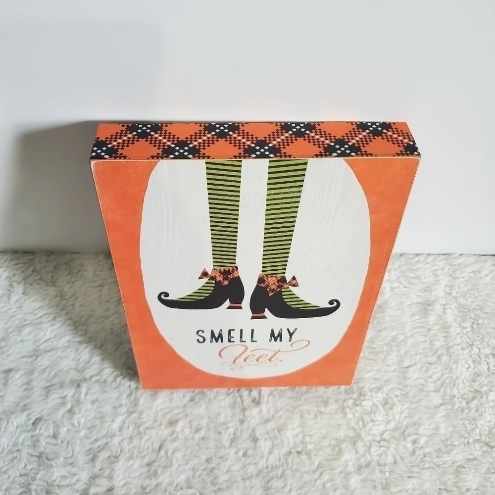 Halloween Wall Table Box Decor Smell My Feet Witch Happy Owl O Ween 2 Pc Set